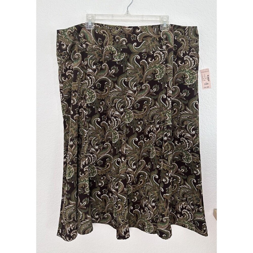 Dressbarn Women's‎ Fit & Flare Midi Skirt 20W Retro Paisley Cottagecore Charm